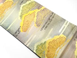 未使用品　ヱ霞に笠松模様織り出し　振袖用袋帯